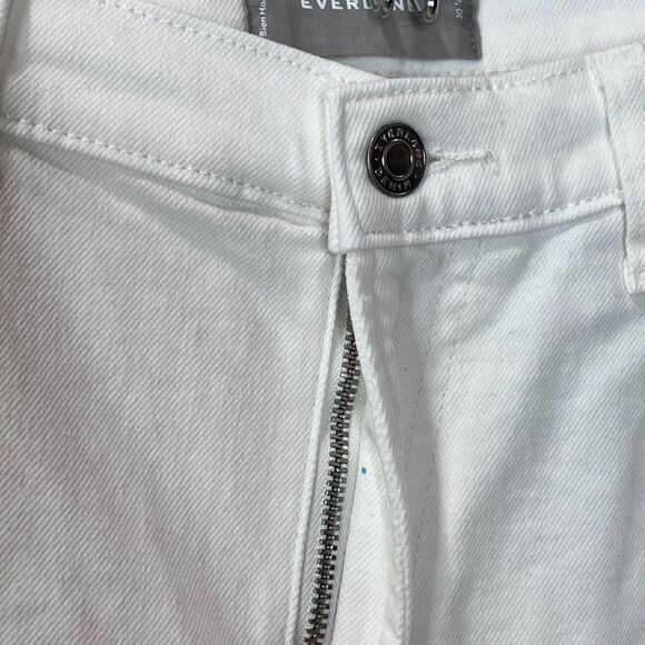 Everlane The Organic Cotton Pant Mid Rise Straight Leg White Women's 30 Tall - Picture 4 of 7